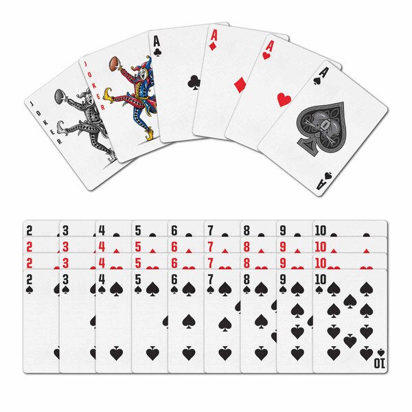 CU Buffaloes-themed playing cards showing jokers, aces, and number cards with team colors and football graphics.